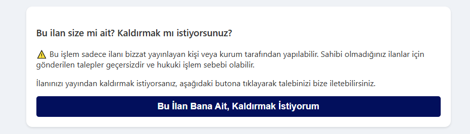 İlanı Kaldır Butonu